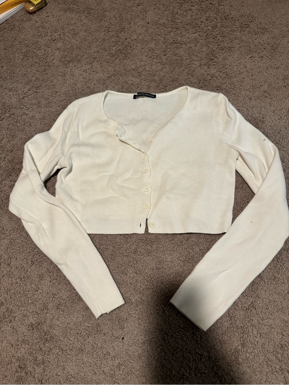 Brandy Melville Cropped Cream Button-Up Cardigan